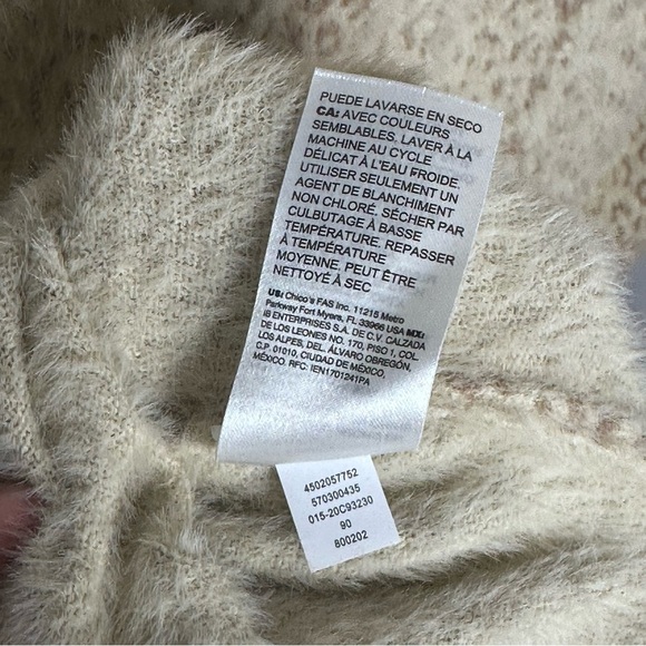 Chico's Beige Animal Print Sweater size 3 XL Eyelash Super Soft - Picture 6 of 7